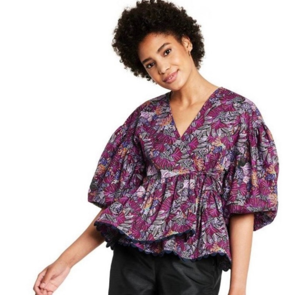 NWT Kika Vargas x Target Scallop Edge Wrap Top Size L Large or 2X - Picture 4 of 8